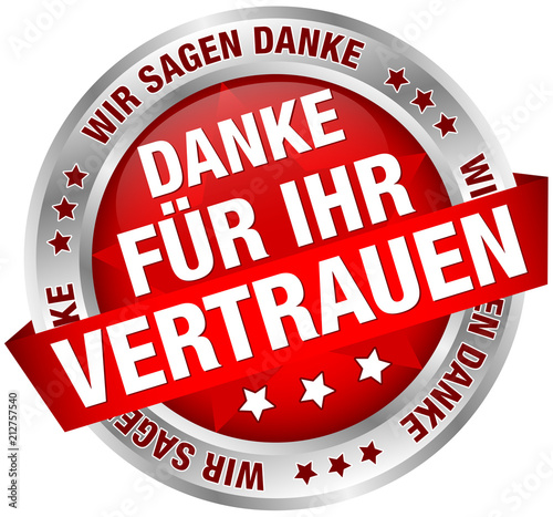 Button Banner "Danke für Ihr Vertrauen" rot/silber