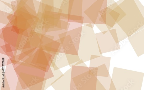 Multicolored translucent squares on a white background. Orange tones. 3D illustration