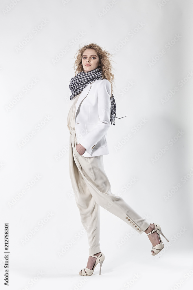 Portrait of a beautiful girl model in clothes on a white background. Female  fashion, beauty and advertisement concept. Close up. Copy space for text  Photos | Adobe Stock