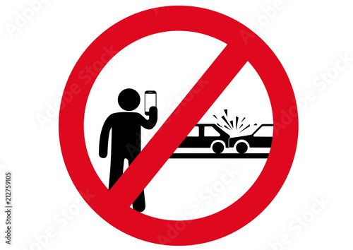 Schild Gaffer bei Autounfall verboten