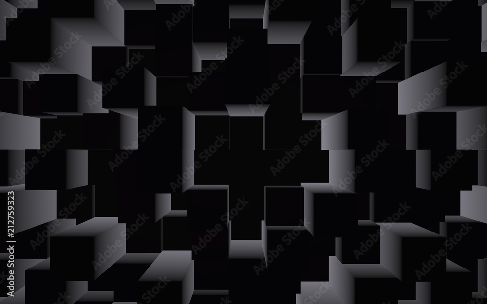 Abstract dark elegant cube geometric background. Chaotically advanced rectangular bars. 3D Rendering, 3D illustration Abstract dark elegant cube geometric background. Chaotically advanced rectangular bars. 3D Rendering, 3D illustration