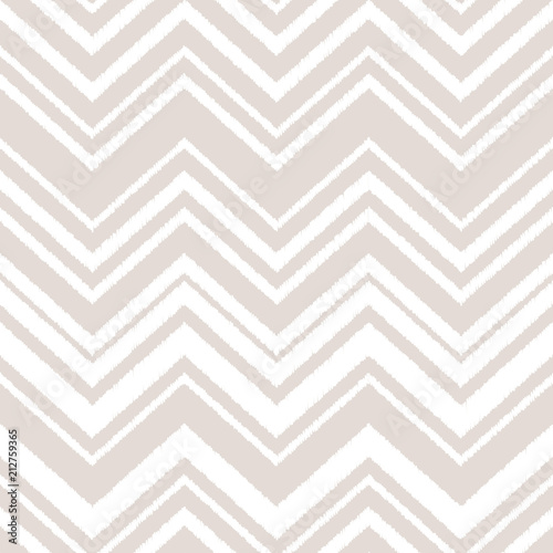 Gray and white chevron ikat ornament geometric abstract fabric seamless pattern, vector