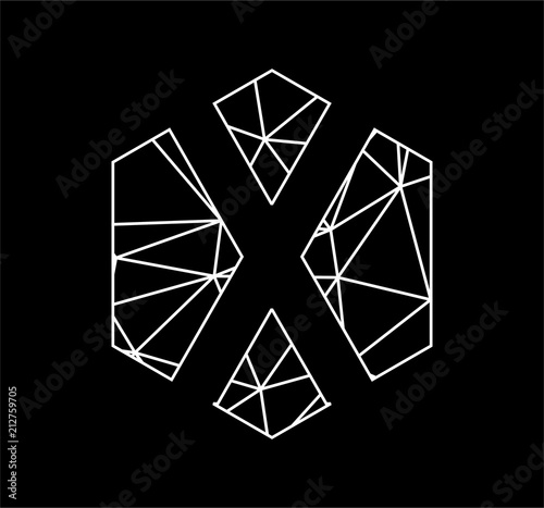 x initials geometric hexagonal triangle chain for company logo