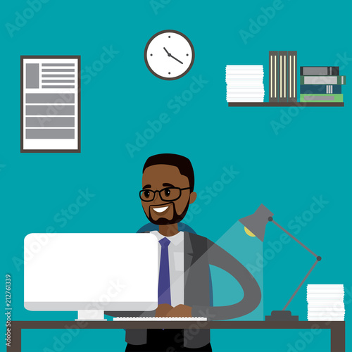 Office worker or businessman  working On Computer