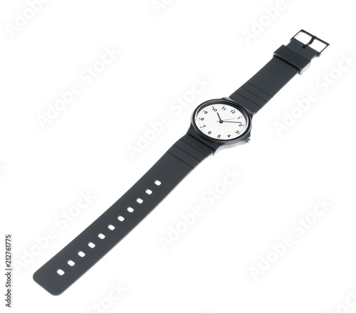black plastic wrist watch