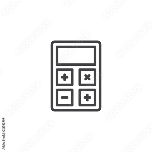 Calculator outline icon. linear style sign for mobile concept and web design. Math simple line vector icon. Symbol, logo illustration. Pixel perfect vector graphics