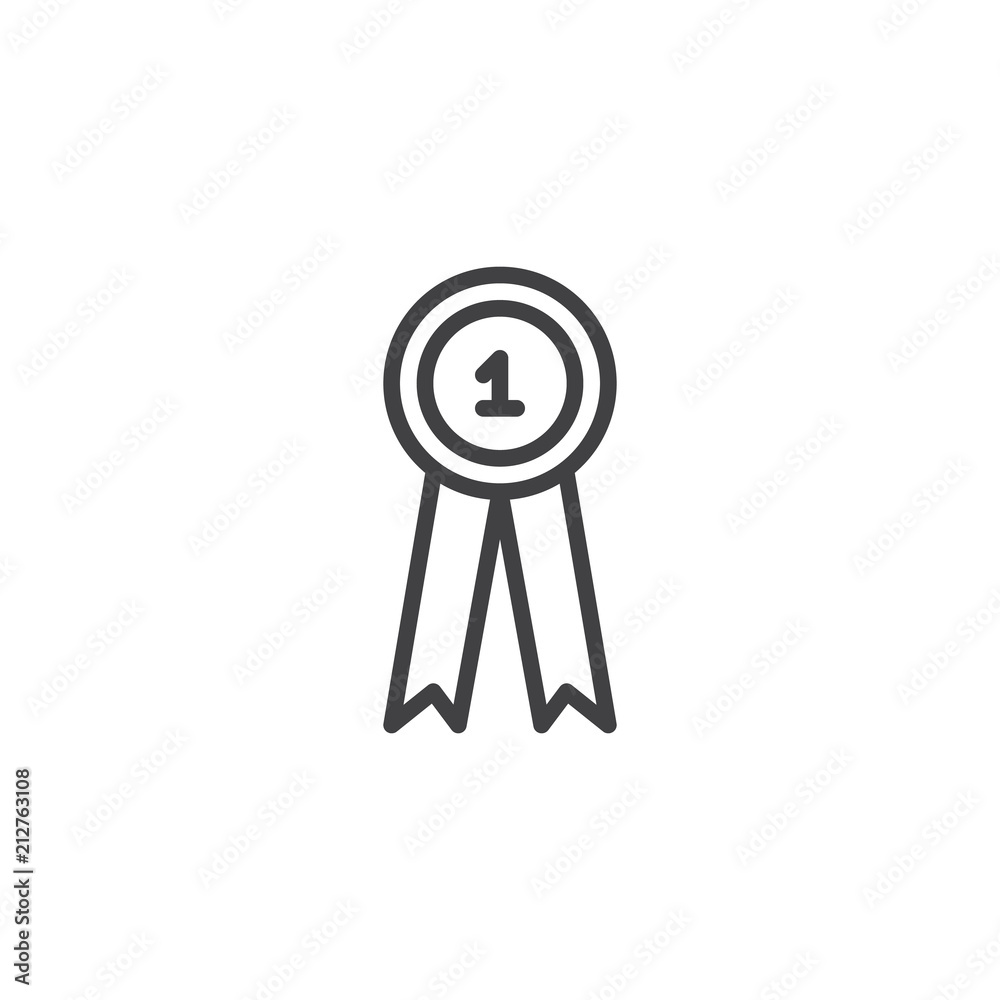 First place award ribbon outline icon. linear style sign for mobile concept and web design. Number one badge simple line vector icon. Symbol, logo illustration. Pixel perfect vector graphics First place award ribbon outline icon. linear style sign for mobile concept and web design. Number one badge simple line vector icon. Symbol, logo illustration. Pixel perfect vector graphics