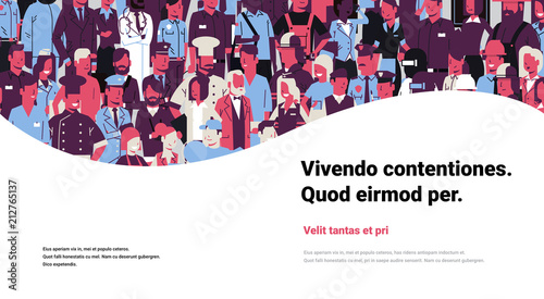 large crowd of security forces participate police watching show flat horizontal copy space vector illustration