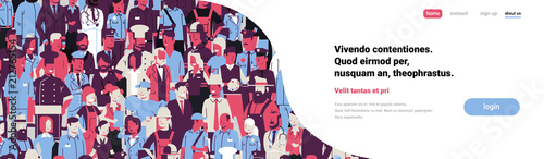 large crowd of security forces participate police watching show flat horizontal banner copy space vector illustration