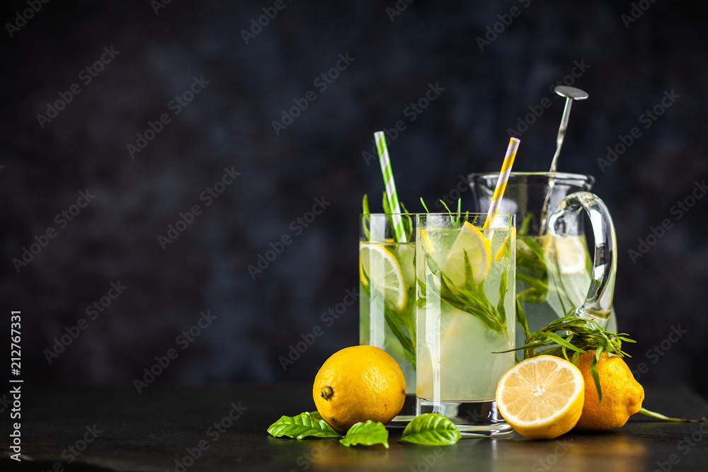Tarragon lemonade drink - obrazy, fototapety, plakaty 