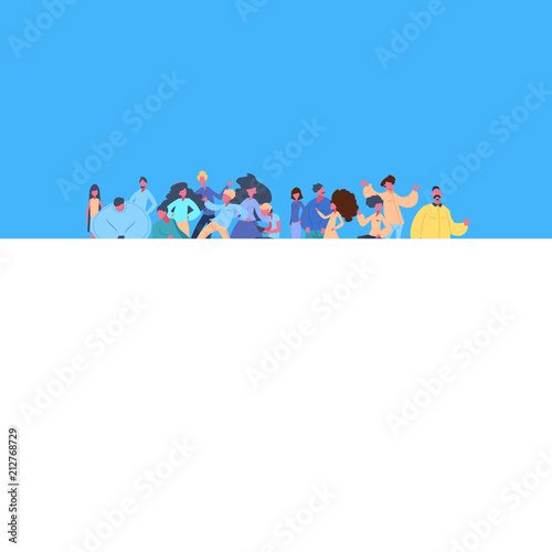 casual people group standing together man woman character diversity poses isolated male female cartoon portrait flat vector illustration