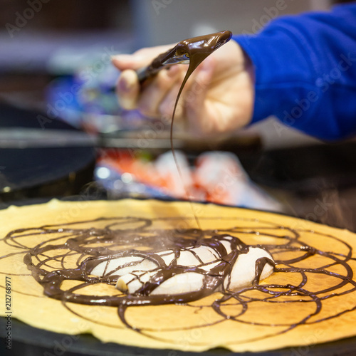 Chocolate and banana pancake
