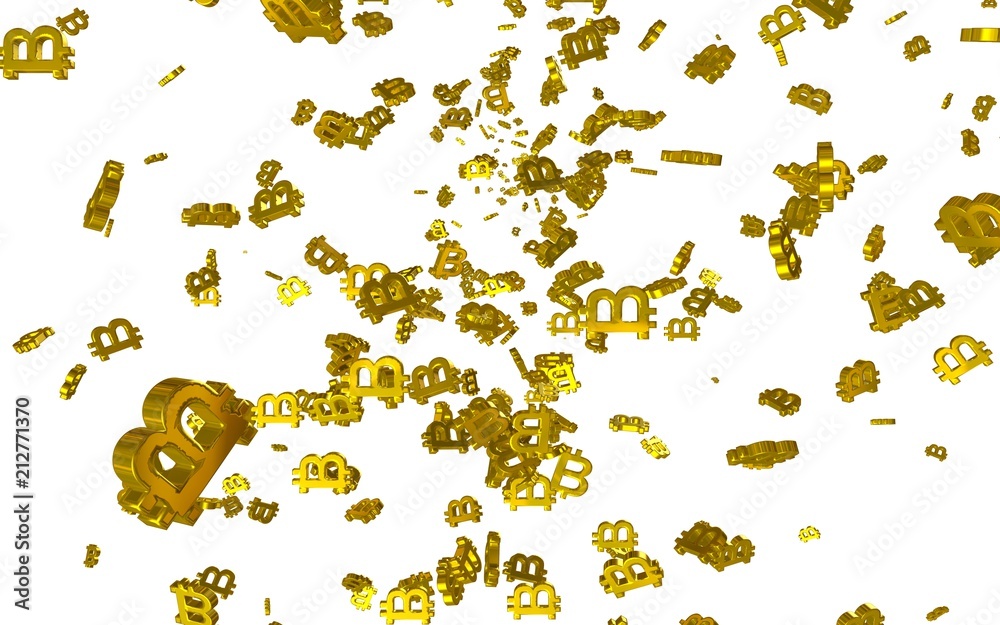 Digital currency symbol Bitcoin on a white background. Fall of bitcoin. Cryptocurrency graph on virtual screen. Business, Finance and technology concept. 3D illustration Digital currency symbol Bitcoin on a white background. Fall of bitcoin. Cryptocurrency graph on virtual screen. Business, Finance and technology concept. 3D illustration
