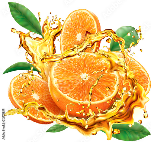 Orange into of splashes juices