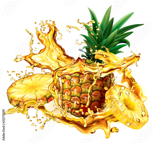 Pineapple into of splashes juices