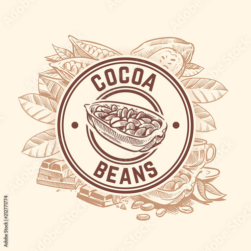 Cocoa Bean Tree Chocolate Cacao Sketch Vector Wallpaper Vector De Stock Adobe Stock