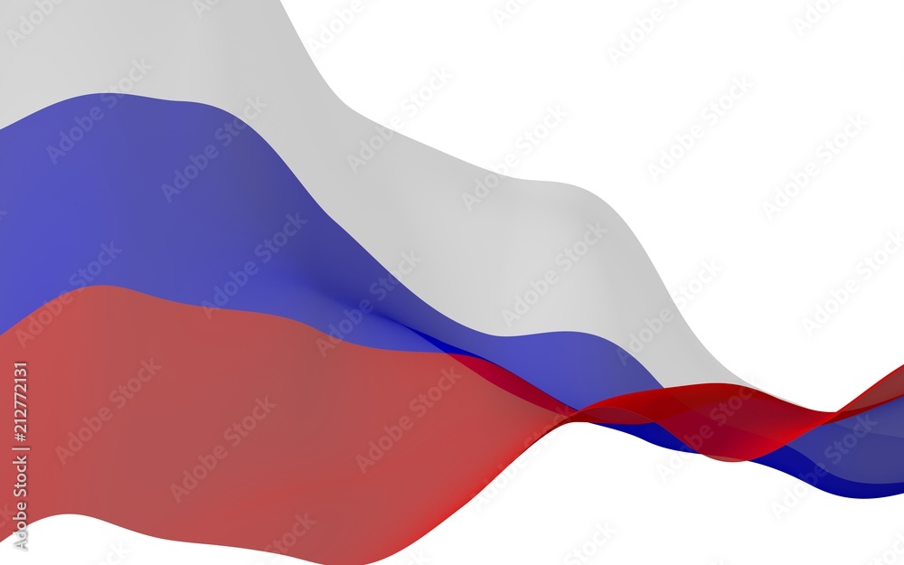 Fototapeta premium Waving flag of the Russian Federation. The National. State symbol of the Russia. 3D illustration