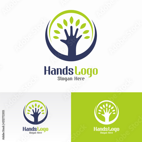 Natural Hand Logo Vector Template