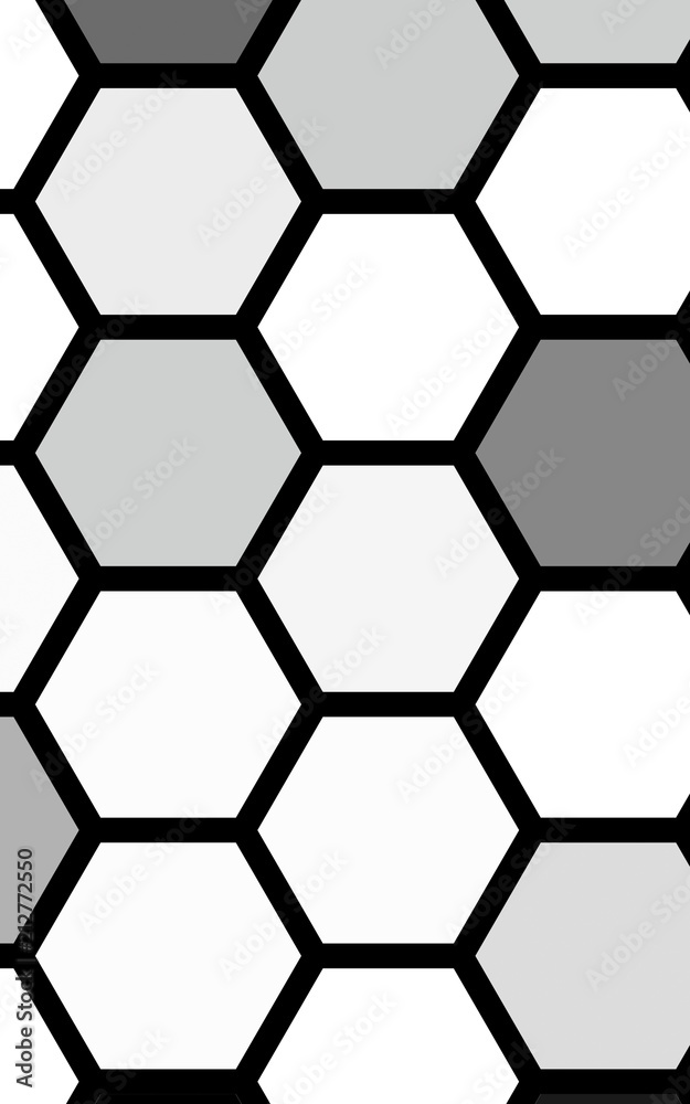 Black honeycomb with a gradient color. Isometric geometry. 3D illustration Black honeycomb with a gradient color. Isometric geometry. 3D illustration