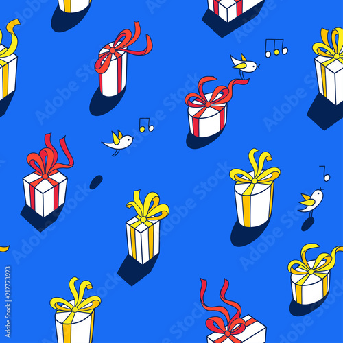 Happy presents day. Vector seamless pattern.