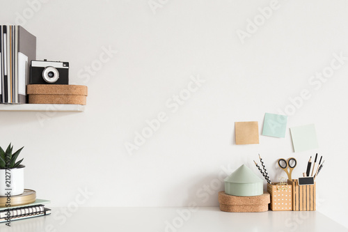 Home office desk. Creative workspace. Mock up.