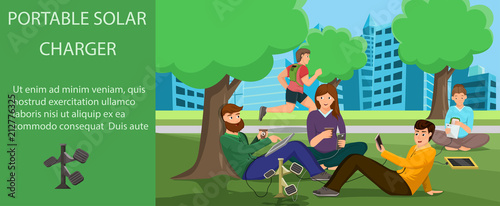 Portable Solar Charger. Vector Illustration.