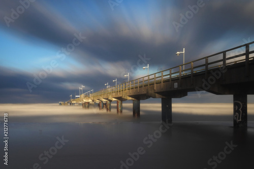Long exposure photography of pier in Bansin, Usedom Island, Germany