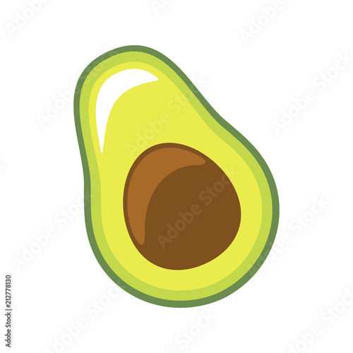 Fresh slice of avocado on white background
