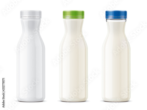 White bottles for milk, dairy foods and other drinks