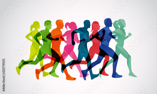 Marathon runners vector template photo