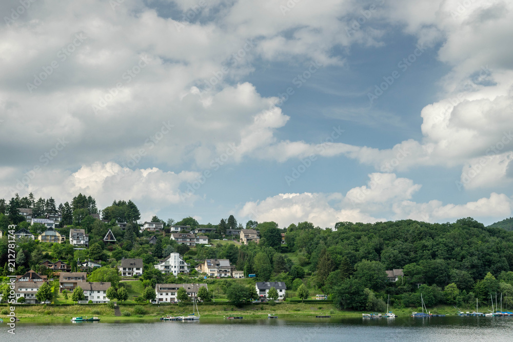 Lake trip in Rurberg, Simmerath, North Rhine Westphalia, in the Eifel National Park in Germany
