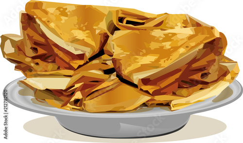 Russian pancakes on a plate vector illustration isolated on white background