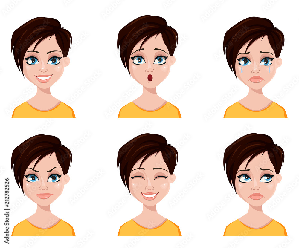 Business woman, freelancer, banker. Set of emotions. Business woman, freelancer, banker. Set of emotions.