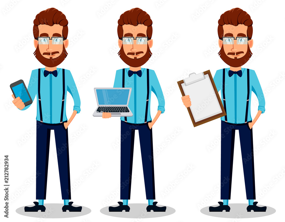 Young bearded hipster man in glasses Young bearded hipster man in glasses