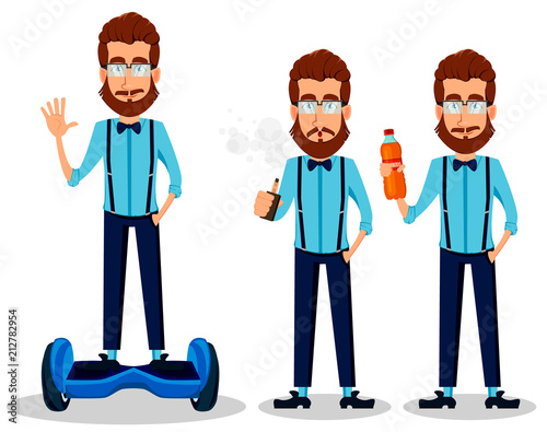 Young bearded hipster man in glasses