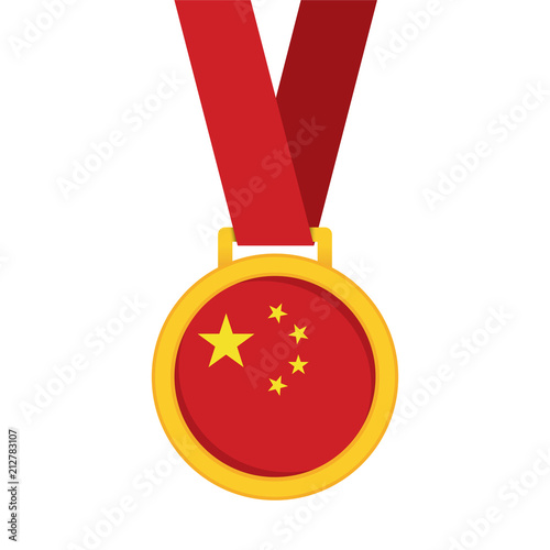 China national flag gold first place winners medal.