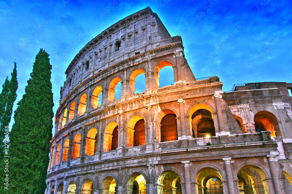 The Colosseum or Coliseum in the city of Rome, Italy.
