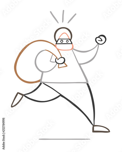 Vector cartoon thief man with face masked