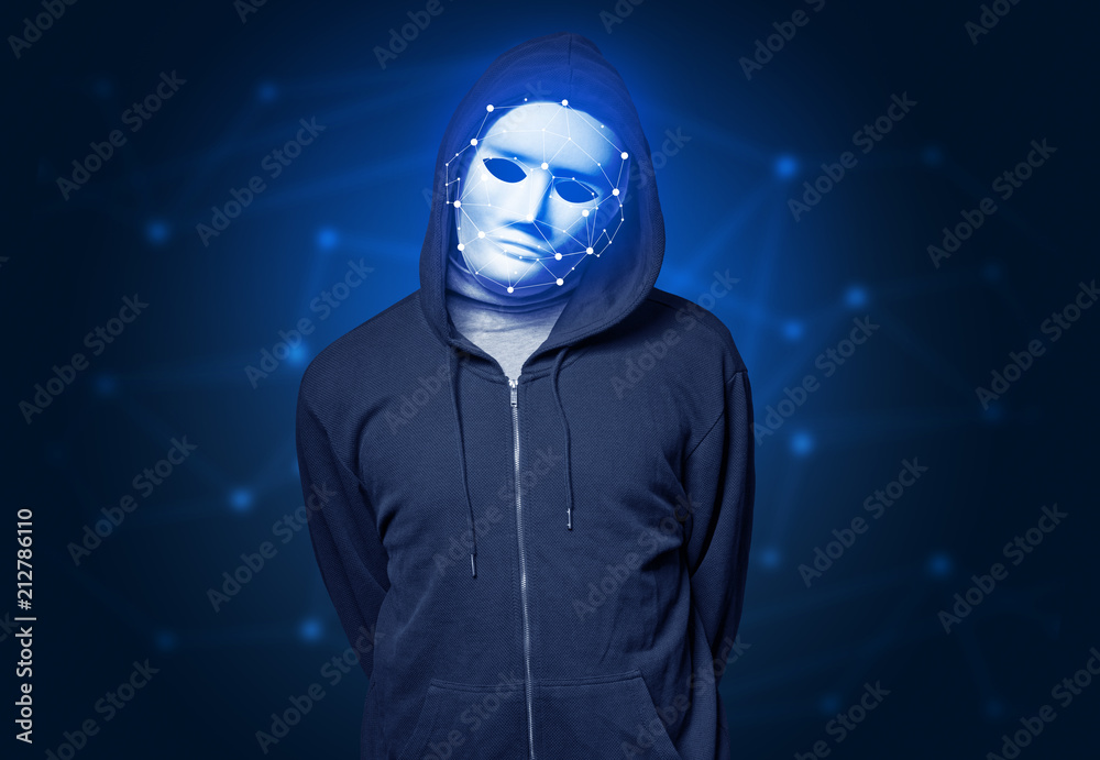 Face recognition with mesh. Cyber security concept. Face recognition with mesh. Cyber security concept.