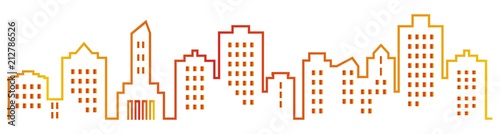 Contour of city, multicolored vector icon, town