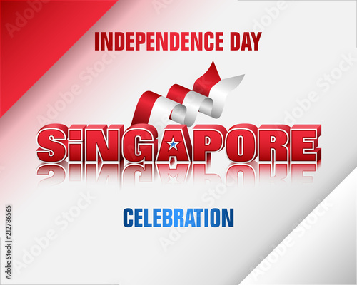 Holiday background with 3d texts and national flag colors for ninth of August, Singapore Independence day, celebration 