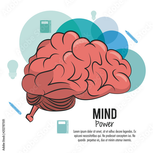 Mind power and brain template with information vector illustration graphic design