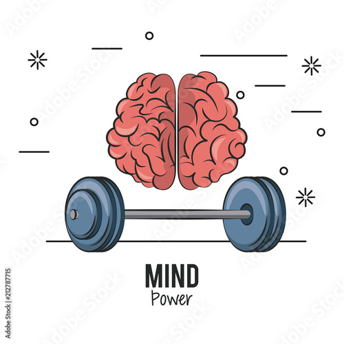 Mind power and brain with weights vector illustration graphic design