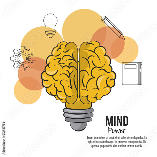 Mind power and brain template with information vector illustration graphic design