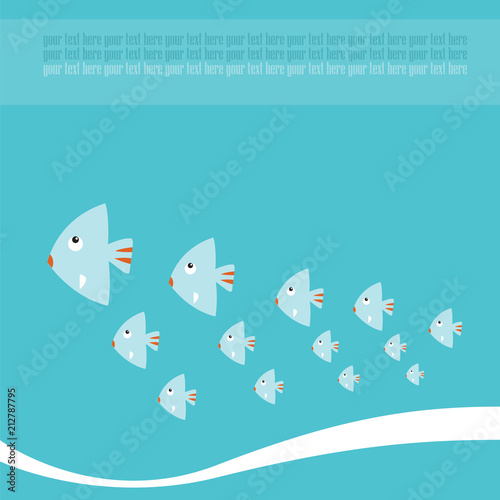 Sea life background with lovely cartoon fishes. Vector illustration
