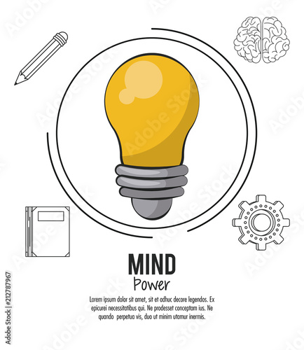 Mind power and brain template with information vector illustration graphic design