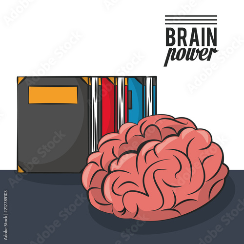 Brain power and books vector illustration graphic design