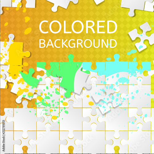 Colorful background of puzzles on a transparent background. Spray paint.
