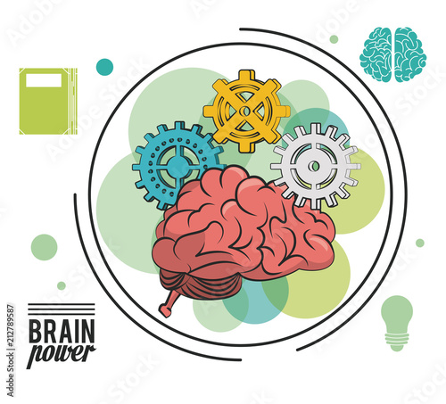 Brain power concept and gears vector illustration graphic design