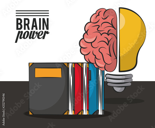 Brain power and books vector illustration graphic design